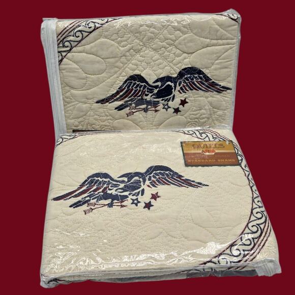 Patriotic Cracker Barrel Liberty Pillow Shams x2 American Eagle Red White & Blue - Picture 1 of 13